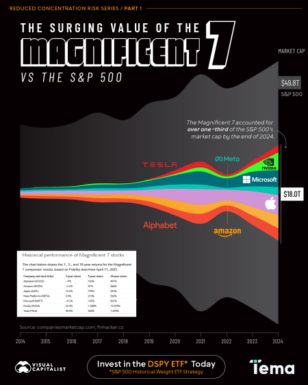 Stock Indices Mid-Year Video Upddate - Percentage Capitalisation of Magnificent 7 Stocks in S&P 500 - WaveTrack International's Mid-Year Financial Video Forecast 2025